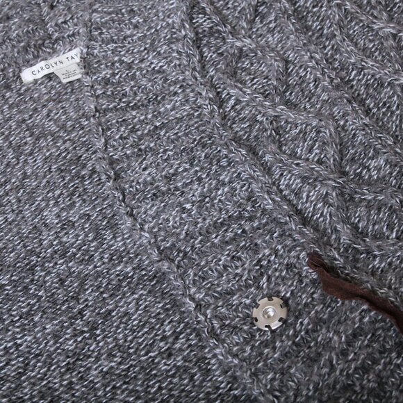 Carolyn Taylor Cowl Neck Casual Knit Rope Tie Open Cardigan Gray Women Size L - Picture 8 of 11